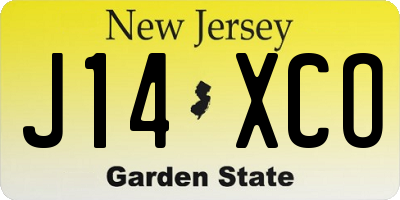 NJ license plate J14XCO