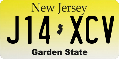 NJ license plate J14XCV