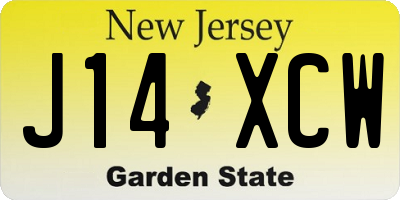 NJ license plate J14XCW