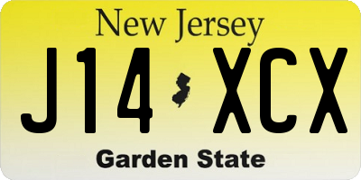 NJ license plate J14XCX