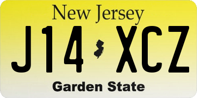 NJ license plate J14XCZ