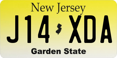 NJ license plate J14XDA
