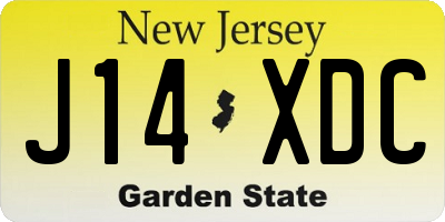 NJ license plate J14XDC