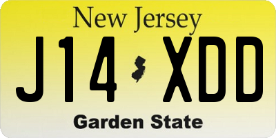 NJ license plate J14XDD