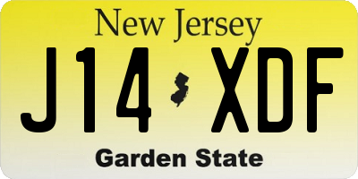 NJ license plate J14XDF