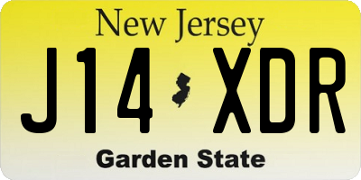 NJ license plate J14XDR