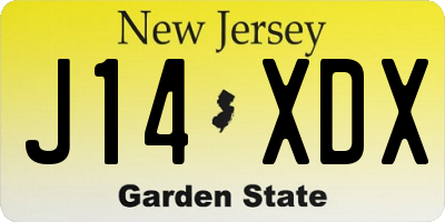 NJ license plate J14XDX