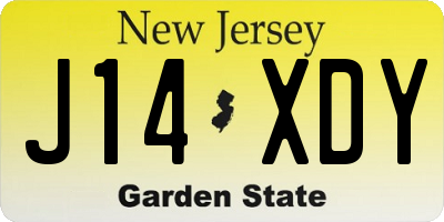 NJ license plate J14XDY