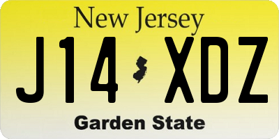 NJ license plate J14XDZ