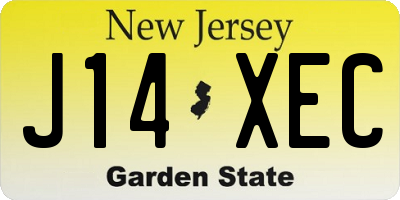 NJ license plate J14XEC