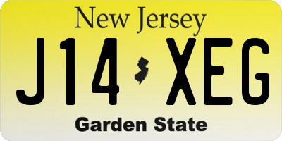 NJ license plate J14XEG