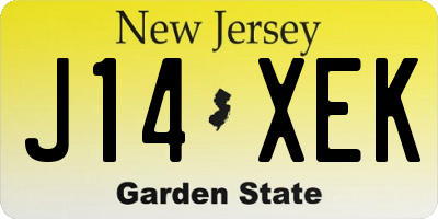 NJ license plate J14XEK