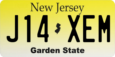 NJ license plate J14XEM