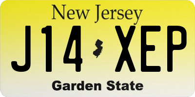 NJ license plate J14XEP