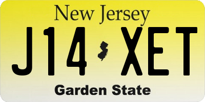 NJ license plate J14XET
