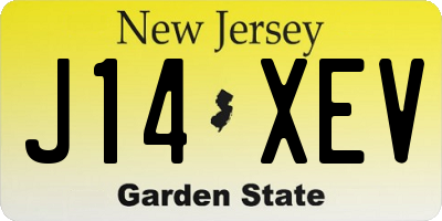 NJ license plate J14XEV