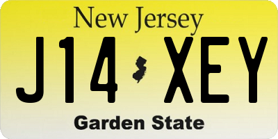 NJ license plate J14XEY