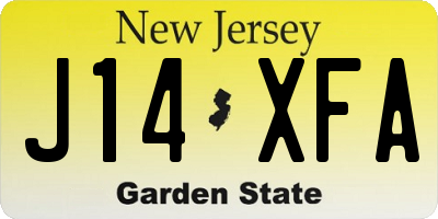 NJ license plate J14XFA