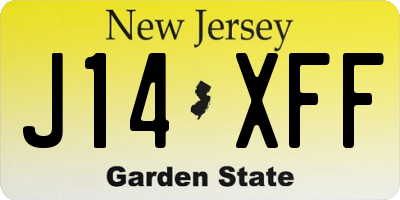 NJ license plate J14XFF