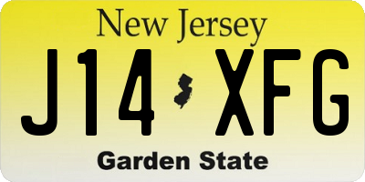 NJ license plate J14XFG