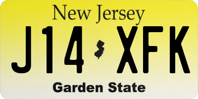 NJ license plate J14XFK
