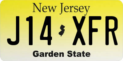 NJ license plate J14XFR