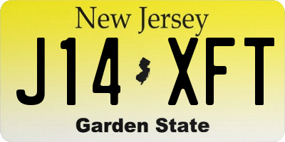 NJ license plate J14XFT