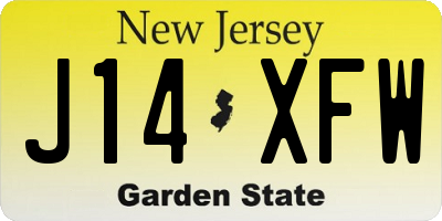 NJ license plate J14XFW