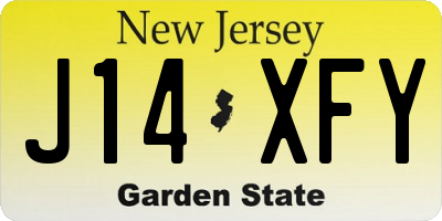 NJ license plate J14XFY