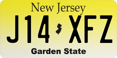 NJ license plate J14XFZ