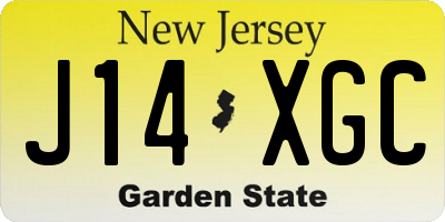 NJ license plate J14XGC