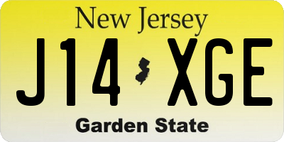 NJ license plate J14XGE
