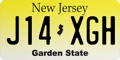 NJ license plate J14XGH