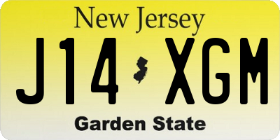 NJ license plate J14XGM