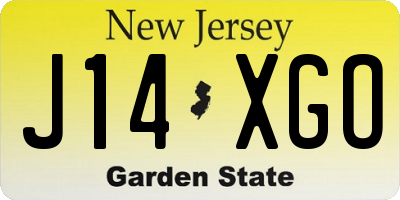 NJ license plate J14XGO
