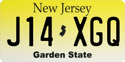 NJ license plate J14XGQ