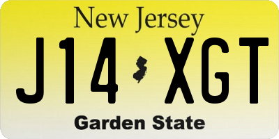 NJ license plate J14XGT