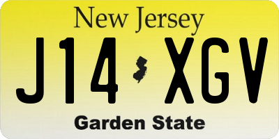 NJ license plate J14XGV