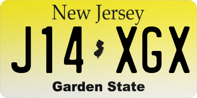 NJ license plate J14XGX
