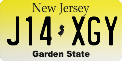 NJ license plate J14XGY