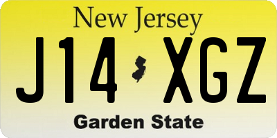 NJ license plate J14XGZ
