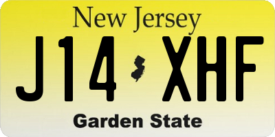 NJ license plate J14XHF