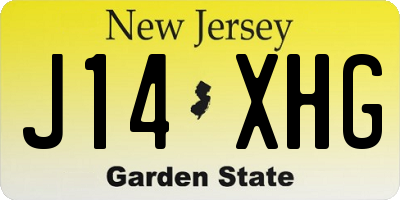 NJ license plate J14XHG