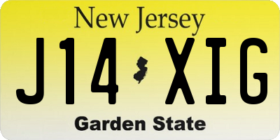 NJ license plate J14XIG