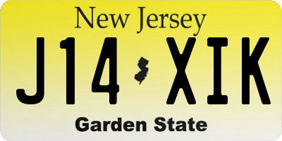 NJ license plate J14XIK