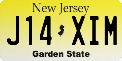 NJ license plate J14XIM