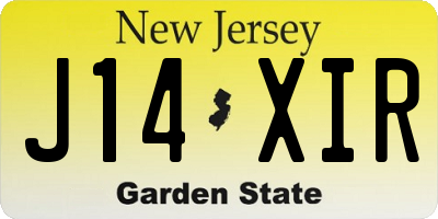 NJ license plate J14XIR