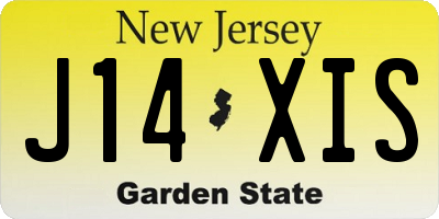 NJ license plate J14XIS
