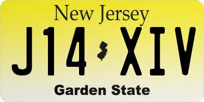 NJ license plate J14XIV