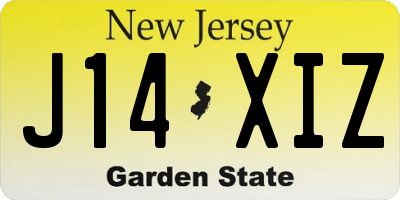 NJ license plate J14XIZ
